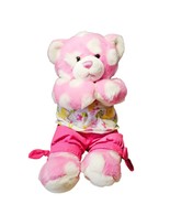 Retired Build A Bear Pink White Hearts Teddy 16” Magnetic Paws Plush toy... - $345.23 MXN