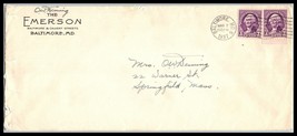 1937 US Ad Cover - The Emerson Hotel, Bltimore, MD to Springfield, MA G4 - £2.37 GBP