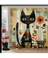 1pc Vibrant Vintage Rustic Chic Black Cat and Sunflower Shower Curtain 7... - £21.19 GBP