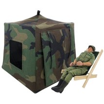 Toy Tent, 2 Sleeping Bags, Camo Print Fabric for Action Figures, Stuffed Animals - £19.73 GBP