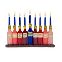 Rite Lite Fine Wines Menorah - Hand Painted Ceramic Menorah Hanukkah Gifts Jewis - £33.33 GBP