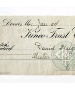 1914 Kineo Trust Company Bank Check E.A. Sampson Dover Maine Signed 6027... - $28.05 CAD