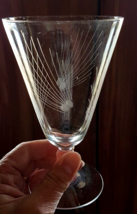 Javit Moonbeam Cut Crystal Cordial Wine Goblet MCM Dots Lines Comet Patt... - $12.80