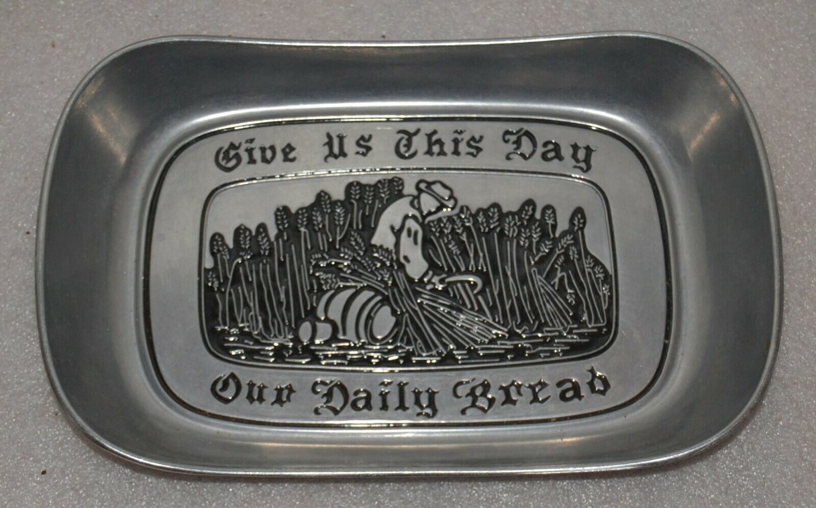 Primary image for Wilton Armetale Elegant Pewter Bread Tray "GIVE US THIS DAY OUR DAILY BREAD"