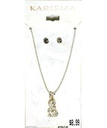 &#39;E&#39; Initial Pendant Necklace Stud Earrings Karisma Clear Rhinestone Jewe... - $4.95