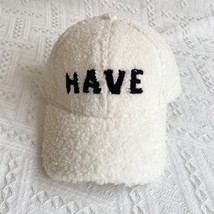 Lamb Wool Baseball Cap Women&#39;s Simple Letter Cap Embroidered Autumn Winter Warm  - £11.58 GBP