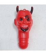 Vintage Halloween Red Devil Head Blow Mold Candy Tube Topper Hong Kong - $37.62