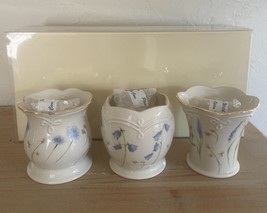 Lenox Classic Candle Votives Set Of 3 With Tea Lights Porcelain Blue Flower - $467.99 MXN