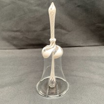 Delicate Art Glass Dinner Bell White Accents Glass Clapper 6.75 inches - £17.48 GBP