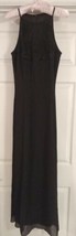 VTG SCOTT McCLINTOCK DRESS  8 EMBROIDERED FLORAL BLACK MAXI USA LINED ZIP  - £30.36 GBP