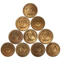 wendells AA Alcoholics Anonymous Bronze Medallion Set Year 1 - 10 Sereni... - $20.78
