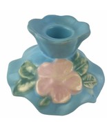 Vintage Weller Ohio Art Pottery Wild Rose Candle Stick Holder Blue Pink ... - $28.81 CAD