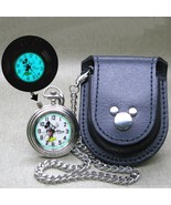 Vintage Mickey Mouse Pocket Watch with Luminous Dial Chain Black Color P... - $69.99
