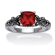 Garnet Antiqued Butterfly Scroll Sterling Silver Ring Size 5 6 7 8 9 10 - £62.94 GBP