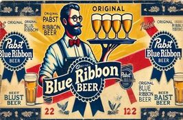 Pabst Blue Ribbon Beer Retro Vintage Sign 8x12 inches  Mancave Garage kk - $452.20 MXN