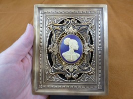 (CFA10-1) FRAMED CAMEO African American Victorian brass desk display shelf wall - $63.57