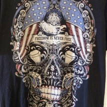 Skygraphix Black Graphic Tee T-Shirt Skull &quot;Freedom is Never Free&quot; Size Medium - £10.27 GBP