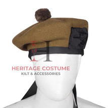 Military Bonnet Beret Balmoral Army Cap Scotts Hat Tan Wool Tam O Shante... - £27.73 GBP