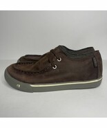 KEEN Boys Sz 4 Brown Leather Lace Up Loafer Moc Toe Casual Boat Shoes 10... - $23.99