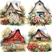 12 Pcs Rustic Farm House Stickers Set Cozy Barn Scrapbooking Diary Journ... - £5.73 GBP