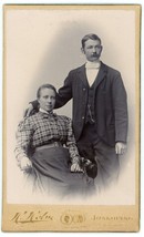 CIRCA 1880&#39;S CDV Swedish Couple Man With Mustache H. Holm, Jonkoping Sweden - £7.42 GBP