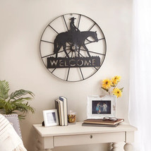 Welcome Sign Wagon Wheel Country Western Cowboy Horse Ranch Metal Wall Decor - £35.93 GBP