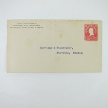 US Postal Stationery Garrison &amp; Studebaker Florence Kansas 2 cent Antique - £7.85 GBP