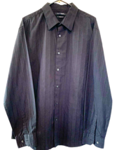 John Henry Modern Fit Mens Shirt XXG Black Satin Stripes Long Sleeve - $11.53