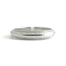 Etched Milgrain Wedding Band Ring 14K White Gold, Size 6.25, 3.5 mm, 3.62 Grams - £315.01 GBP