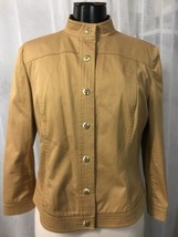 Carlisle Women&#39;s Jacket Tan Stretch Snap Button Size 8 - $37.13