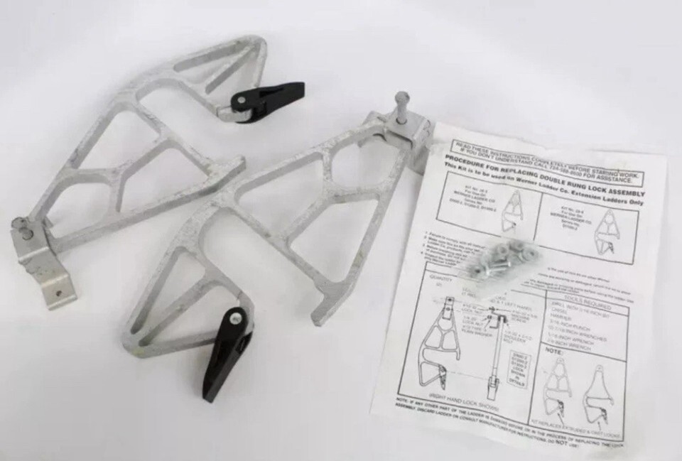 Werner Set of 2 Aluminum Extension Ladder Locks No. 28-4, Series D1500-MK20, NEW Item image 2