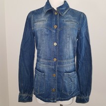 Divided H&amp;M Denim Jacket Button Front Intentional Fading Approx Small - $17.77