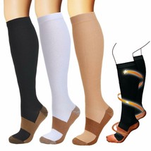 Compression Copper Sock Foot Ankle Calf Pain Swelling Relief Sport Medic... - $29.65