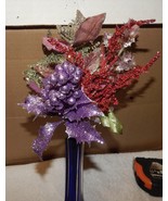 Picks Fake Flowers Mix Lot Table Decor Glitter Leaves &amp; Flowers 4 each N... - $16.45 CAD