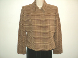 Vintage Carlisle Jacket Sz Small 8 Velour Brown &amp; Tan Glen Plaid Hidden Zipper - £16.21 GBP