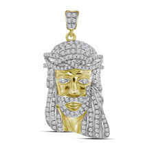 10k Yellow Gold Mens Round Diamond Jesus Face Charm Pendant 3/4 Cttw - £622.37 GBP