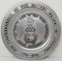 USA Bicentennial Plate George Washington Coat of Arms Pewter York Metalcrafters - £12.10 GBP