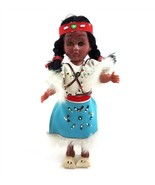 Vintage Native American Girl Doll Leather Beaded Sleepy Eyes Papoose Bab... - £59.20 GBP
