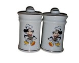 VTG Walt Disney Chef Mickey Mouse Salt &amp; Pepper Shakers Ceramic,Gold Trim - £15.18 GBP