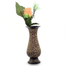 Brass and Enamel Textured Cloisonne Floral Vase - Gold Metal Art Deco Vase - £17.61 GBP