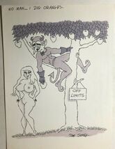 DEVIL &amp; APPLE vintage signed 9" x 11" Jim Jones risque magazine illustra... - $74.24