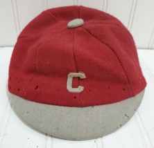 Vtg 30s 40&#39;s &#39;c&#39; Baseball Cap Child Size Hat Usa Wool Youth Boys Fit Rite Sports - £37.67 GBP