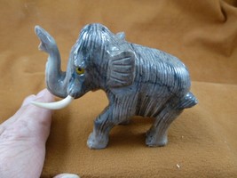 (Y-WOO-400) Gray tan Woolly Mammoth figurine stone gemstone SOAPSTONE PERU - £27.04 GBP