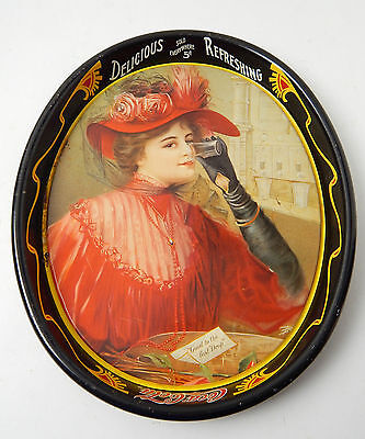 Primary image for 1987 Coca Cola Tray REPRO 1903 "CALENDAR LADY" Coke, Tin, Metal, Oval, VG