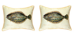 Pair of Betsy Drake Flounder Large Pillows 15 Inch x 22 Inch - £70.81 GBP