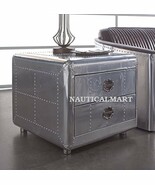 NauticalMart Aviator Square Coffee Table With 2 Drawer Industrial Furniture - $18,988.51 MXN