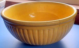 MCM Vintage Medium Yellow Pottery Mixing Bowl Vertical Rib Pattern See D... - $24.29