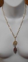 Gold-tone Swirl Art Glass Pendant Chain Necklace - £14.78 GBP