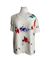 Philosophy Republic Womens Blouse Size XS Top Short Sleeve White Floral ... - $16.83