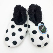 Snoozies Women&#39;s Slippers White with Black Polka Dots Med 7/8 - $12.86